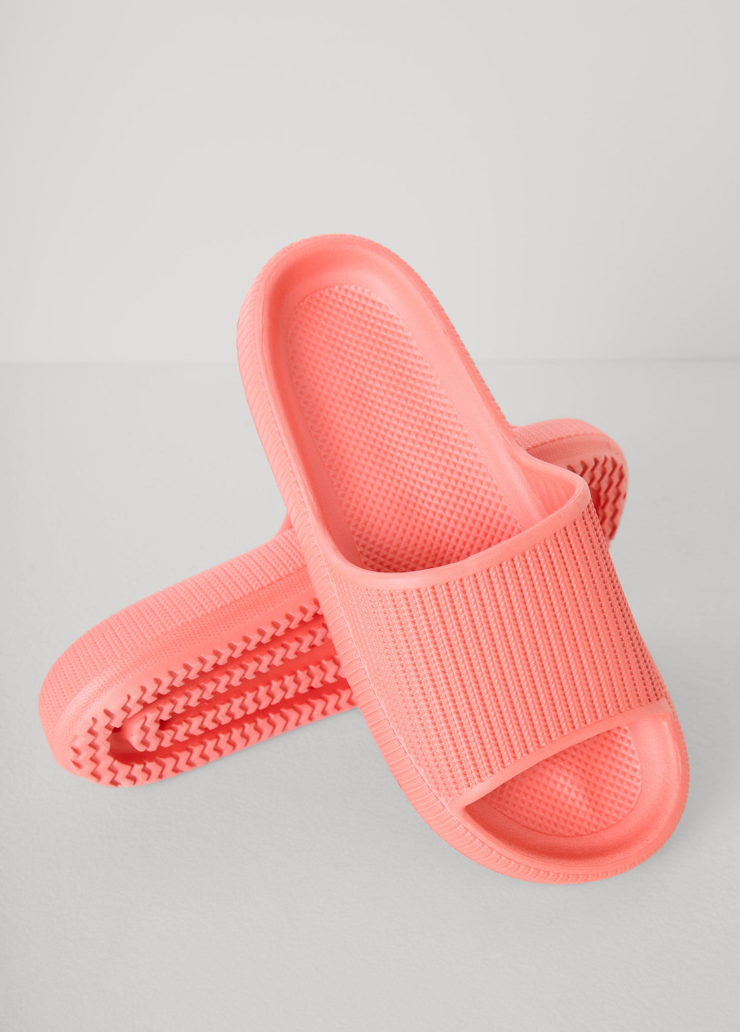 Ashley Stewart Ribbed Slip On Slides Coral