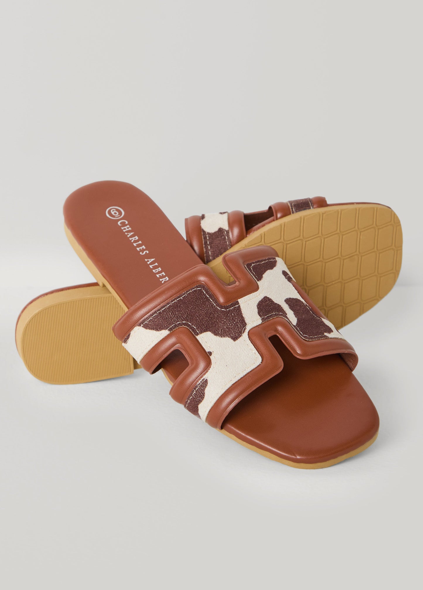 Ashley Stewart Faux Pony Hair Mules Tan