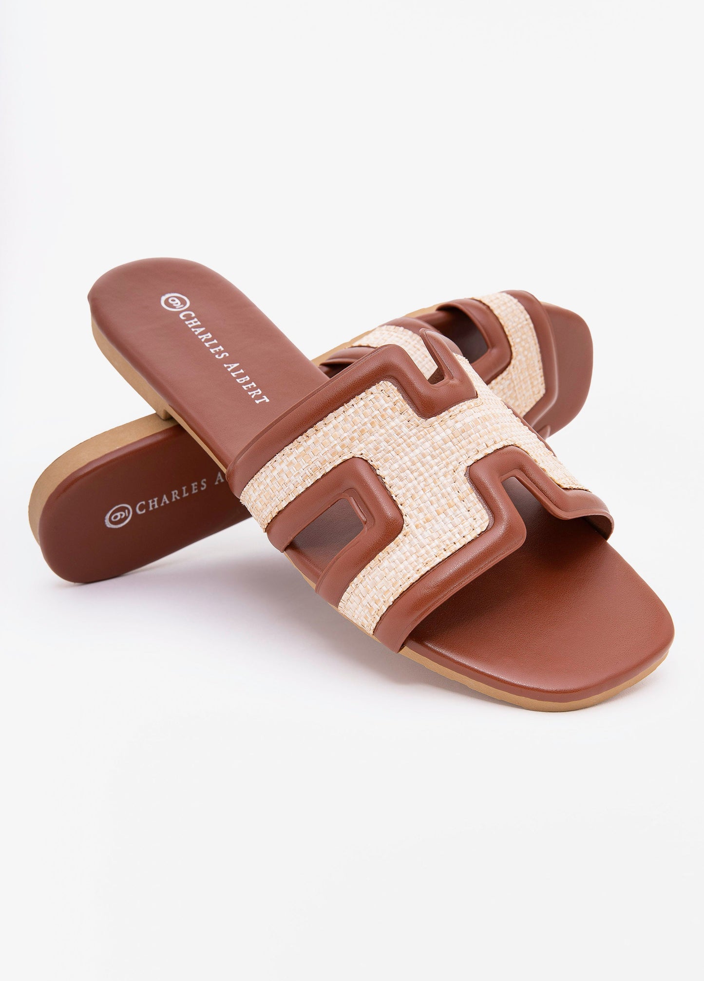 Ashley Stewart Basketweave Mules Brown