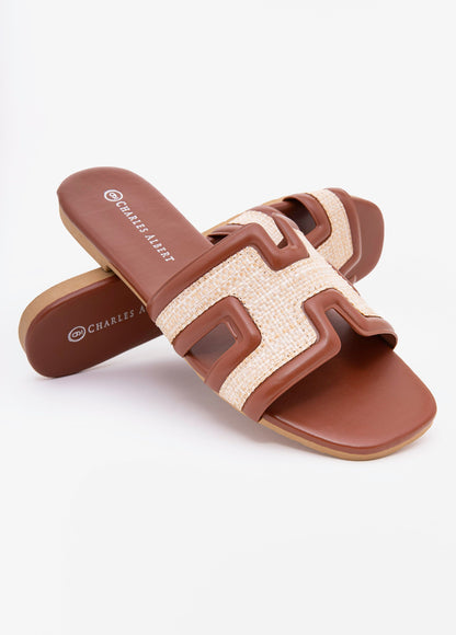 Ashley Stewart Basketweave Mules Brown
