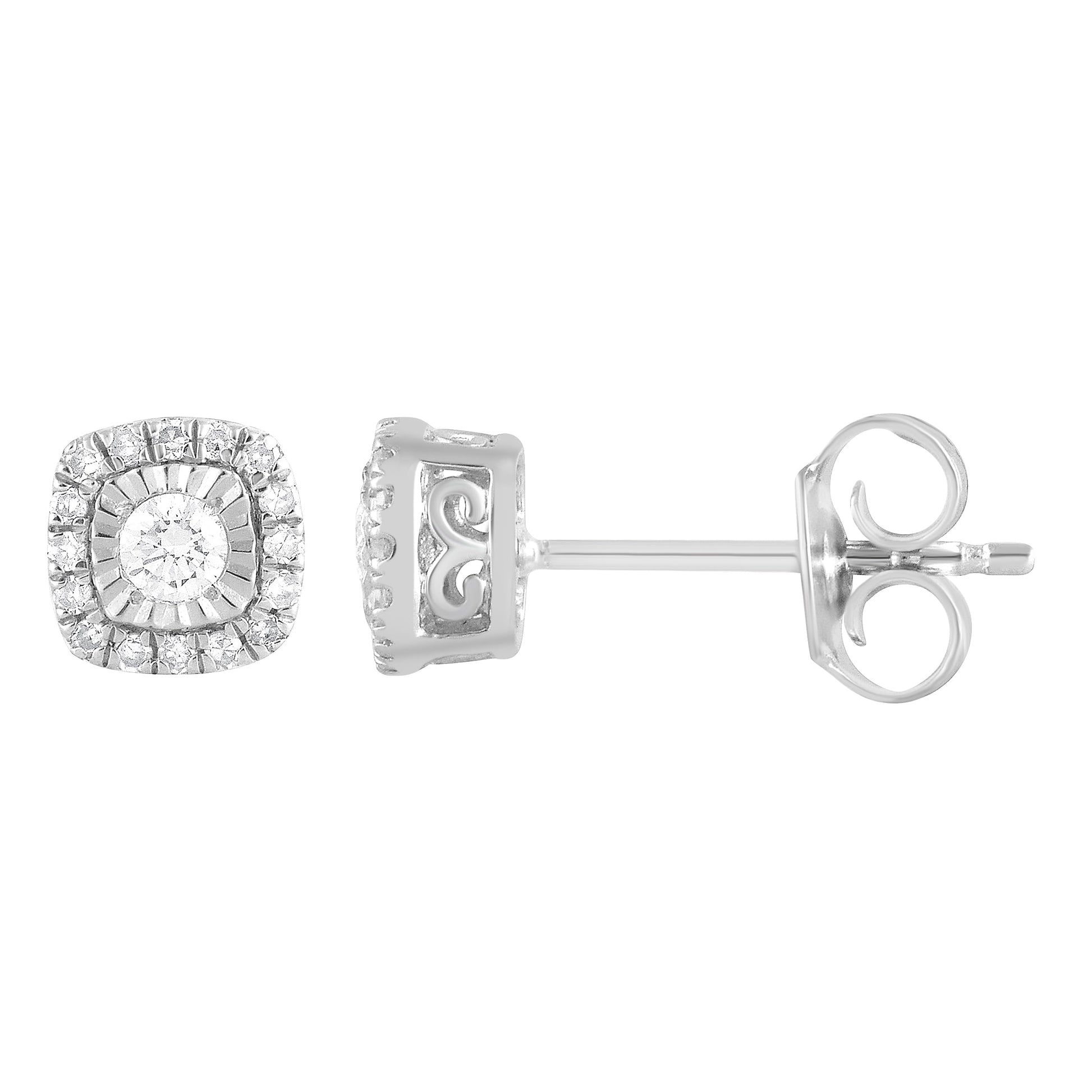 Ashley Stewart 0.20 Carat Halo Lab Grown Diamond Stud Earrings White