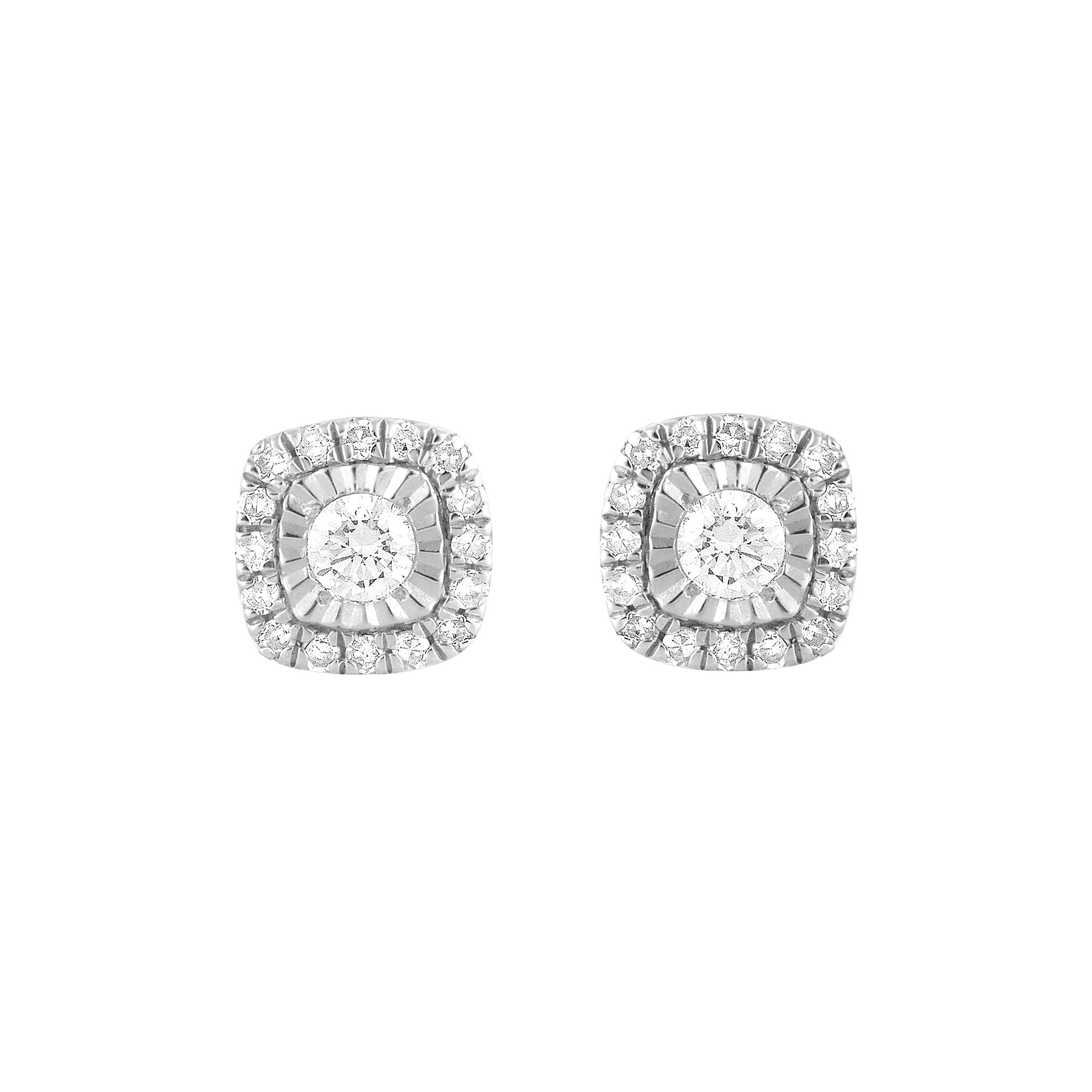 Ashley Stewart 0.20 Carat Halo Lab Grown Diamond Stud Earrings White