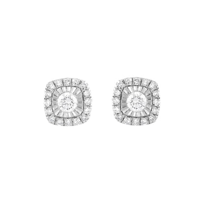 Ashley Stewart 0.20 Carat Halo Lab Grown Diamond Stud Earrings White