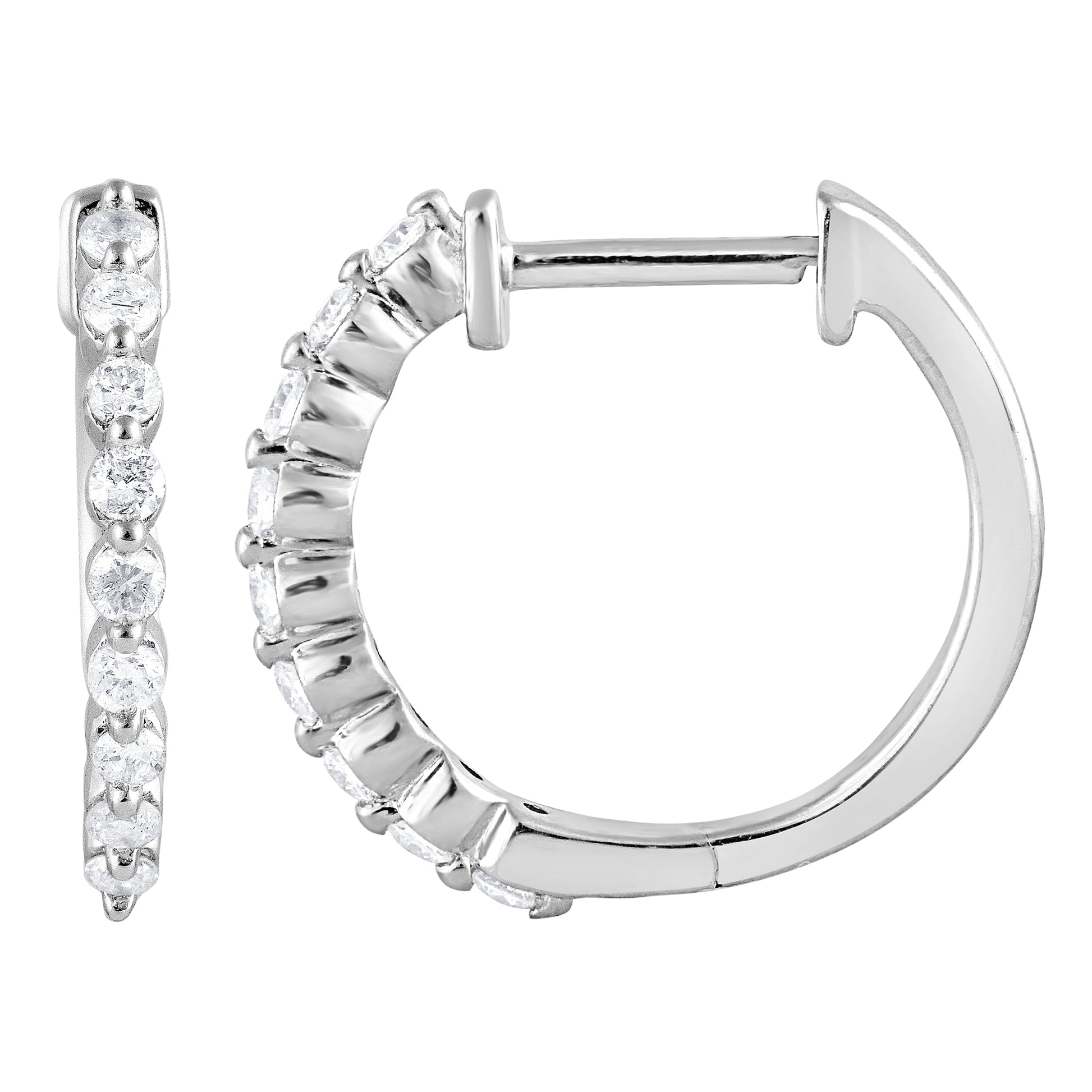 Ashley Stewart 0.25 Carat Lab Grown Single Row Diamond Hoop Earrings Yellow
