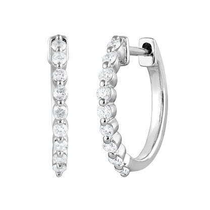 Ashley Stewart 0.25 Carat Lab Grown Single Row Diamond Hoop Earrings Yellow