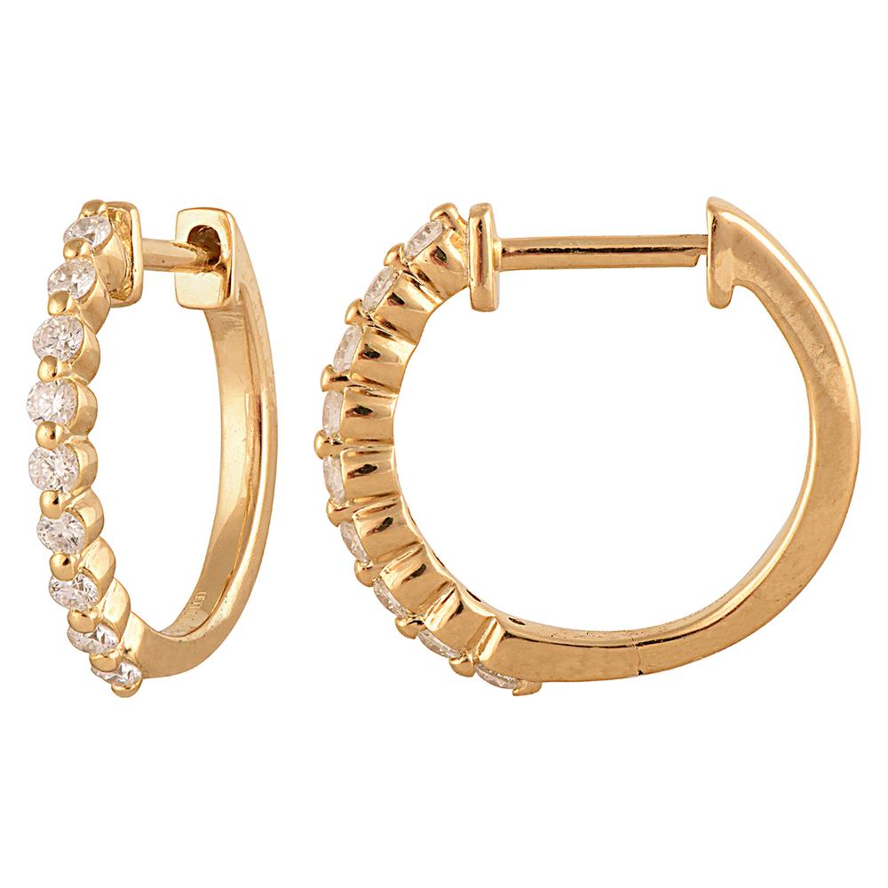 Ashley Stewart 0.25 Carat Lab Grown Single Row Diamond Hoop Earrings Yellow