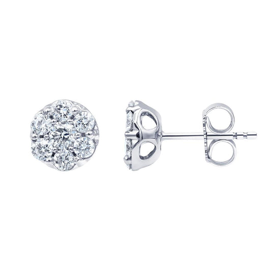 Ashley Stewart 1 Carat Lab Grown Diamond Cluster Stud Earrings In Sterling Silver
