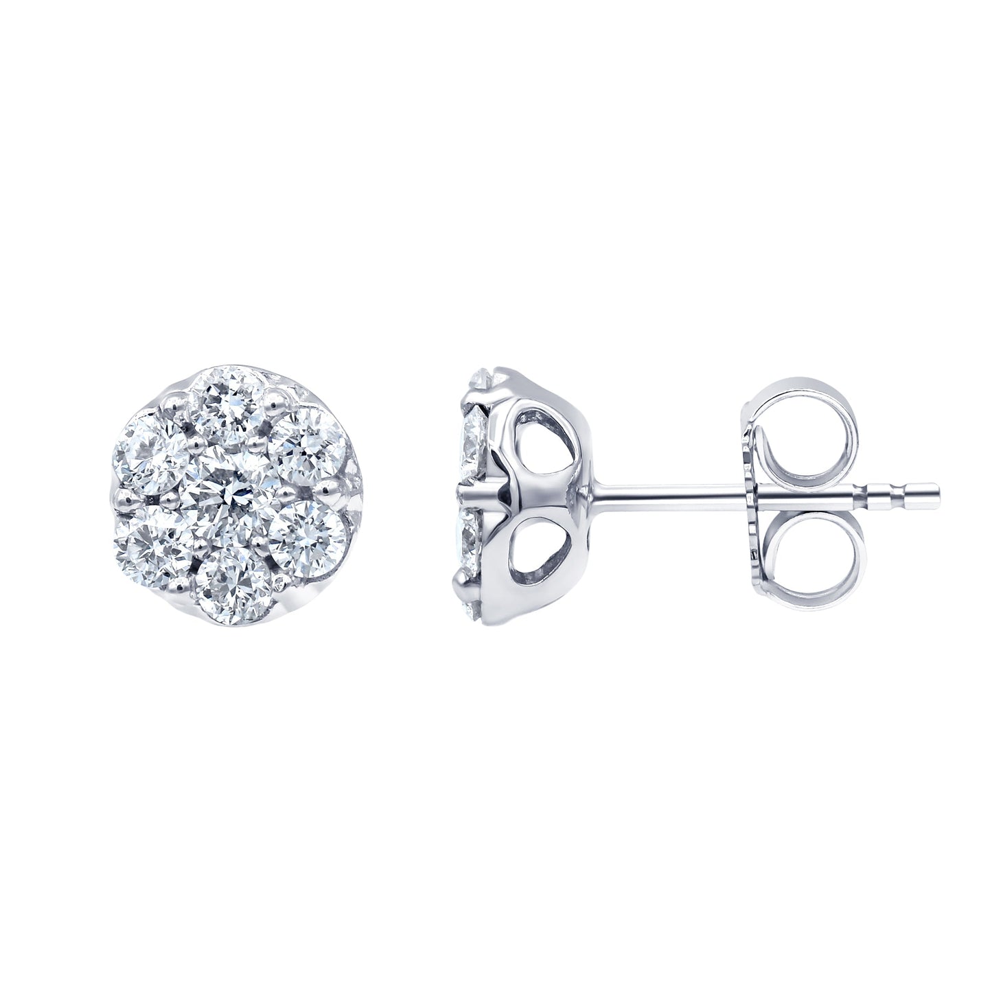 Ashley Stewart 1 Carat Lab Grown Diamond Cluster Stud Earrings In Sterling Silver