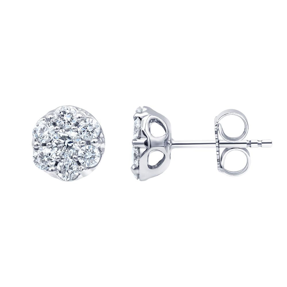 Ashley Stewart 1 Carat Lab Grown Diamond Cluster Stud Earrings In Sterling Silver
