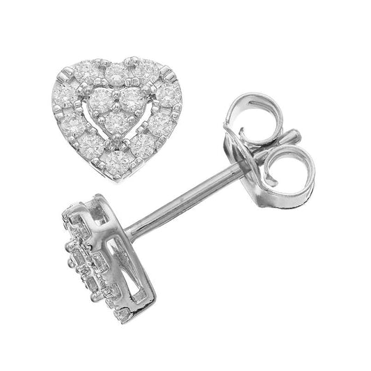 Ashley Stewart 0.25 Carat Lab Grown Halo Diamond Heart Stud Earrings Rose