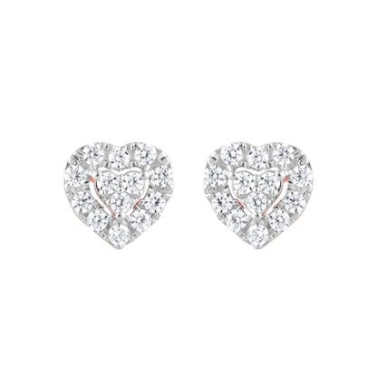 Ashley Stewart 0.25 Carat Lab Grown Halo Diamond Heart Stud Earrings Rose