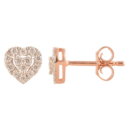 Ashley Stewart 0.25 Carat Lab Grown Halo Diamond Heart Stud Earrings Rose