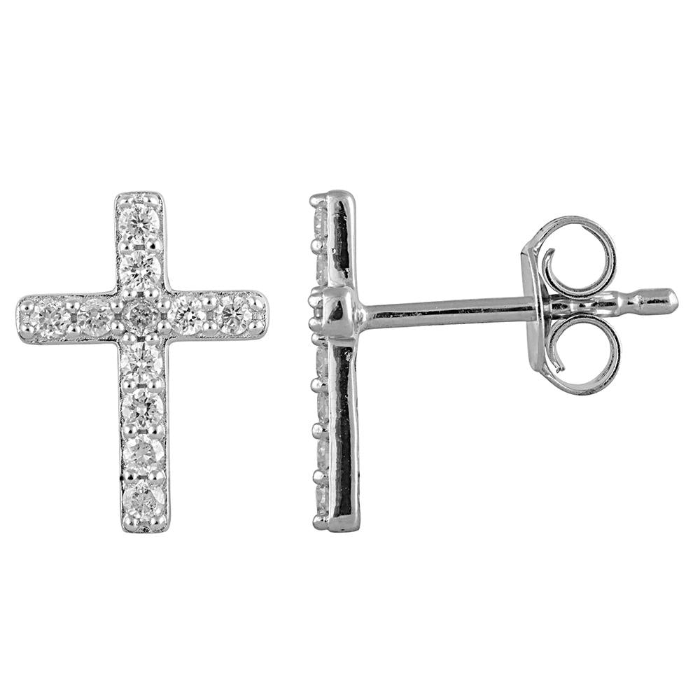 Ashley Stewart 0.25 Carat Lab Grown Diamond Cross Stud Earrings