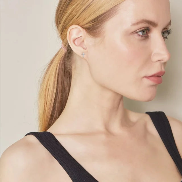 Ashley Stewart 0.25 Carat Lab Grown Diamond Cross Stud Earrings