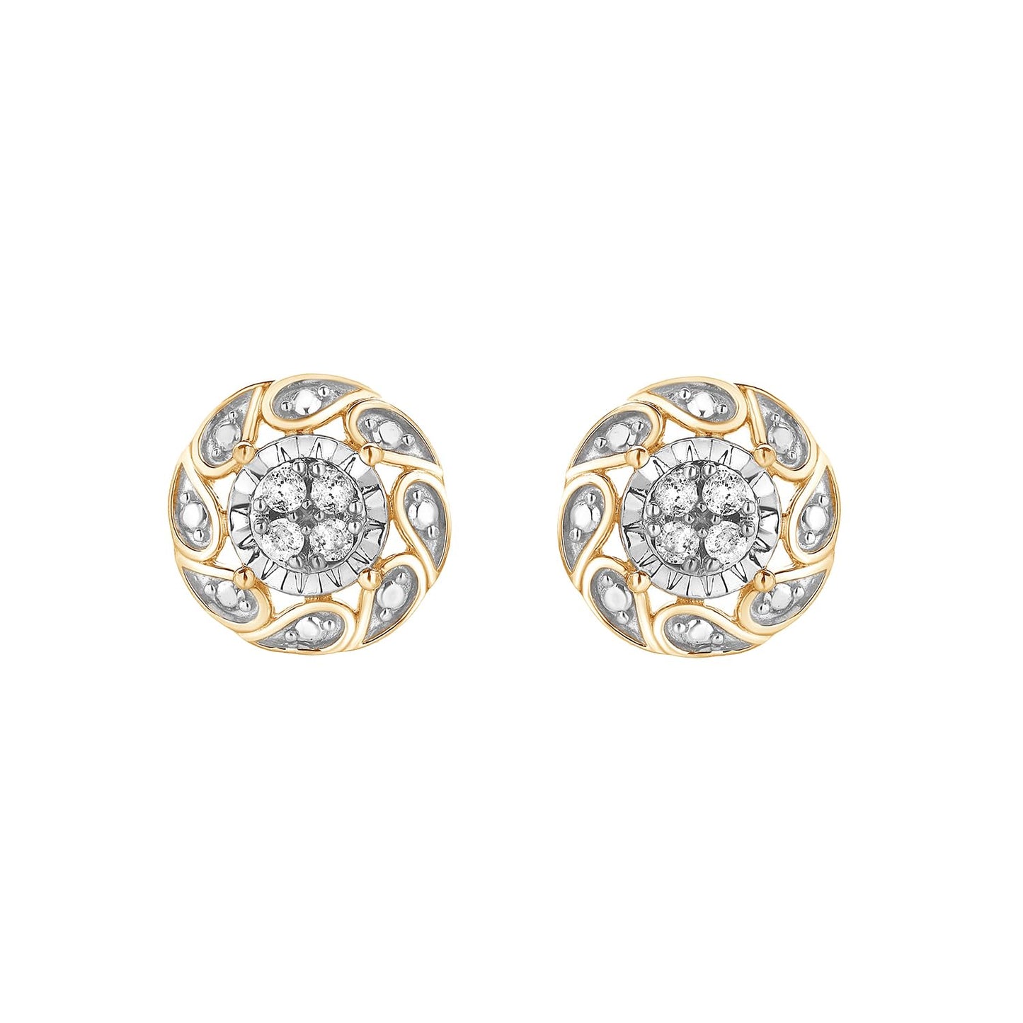 Ashley Stewart 0.10 Carat Miracle Set Lab Grown Diamond Stud Earrings Yellow