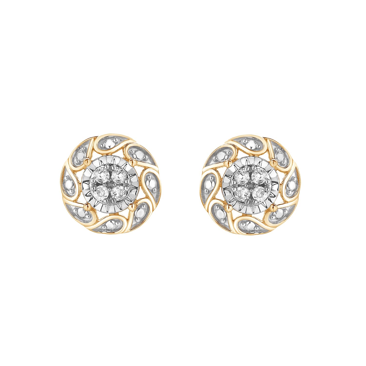 Ashley Stewart 0.10 Carat Miracle Set Lab Grown Diamond Stud Earrings Yellow