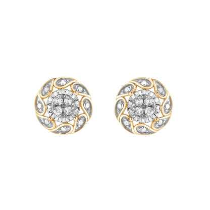 Ashley Stewart 0.10 Carat Miracle Set Lab Grown Diamond Stud Earrings Yellow