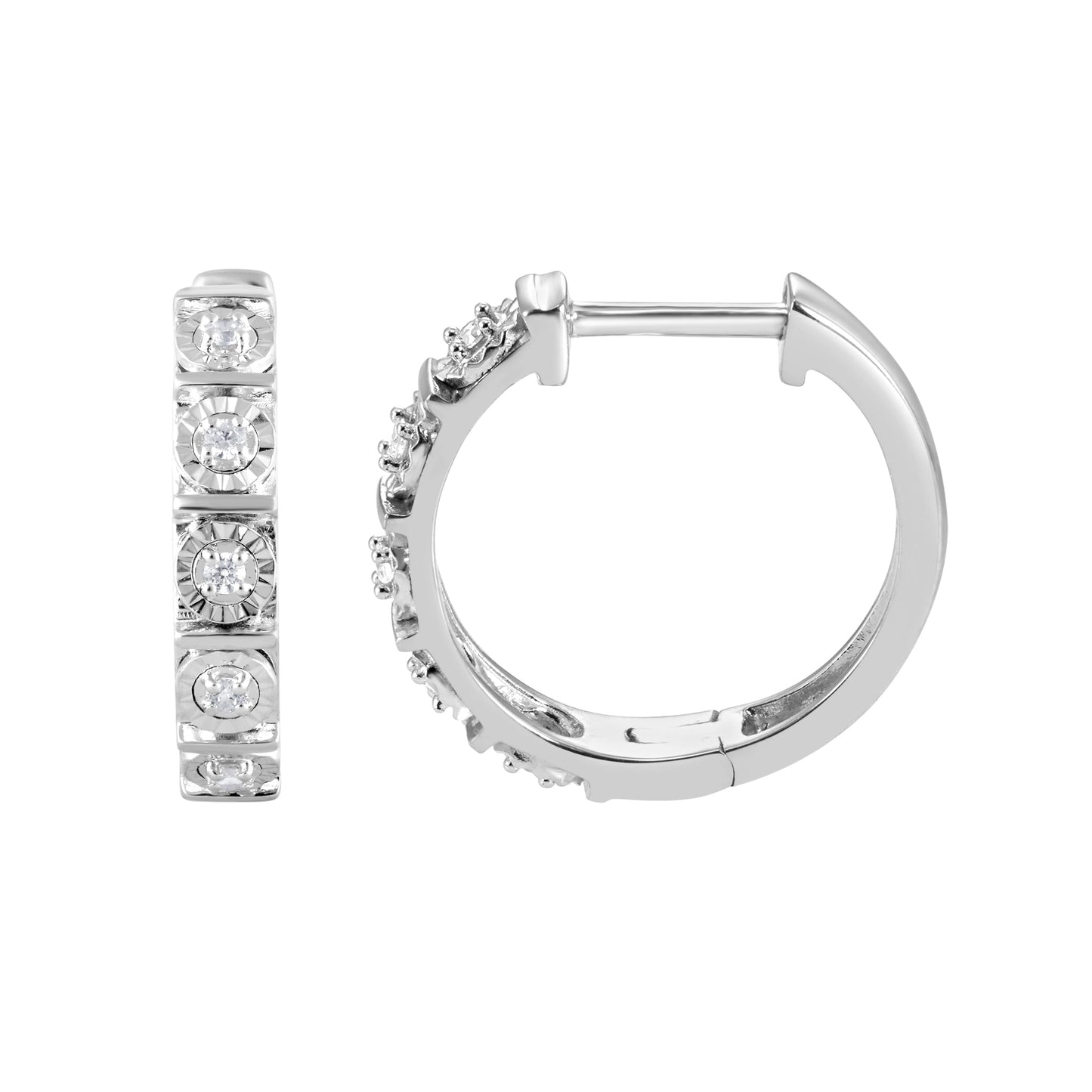 Ashley Stewart 0.10 Carat Single Row Lab Grown Diamond Huggie Hoop Earrings White