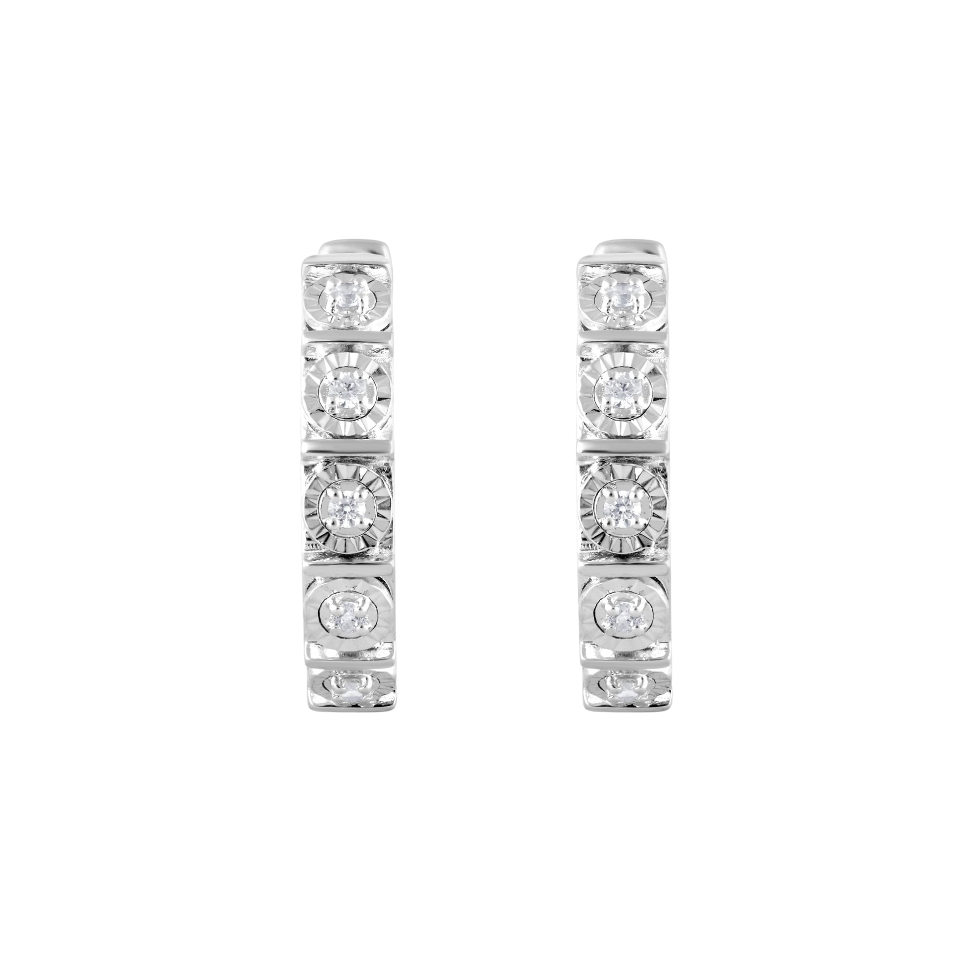 Ashley Stewart 0.10 Carat Single Row Lab Grown Diamond Huggie Hoop Earrings White