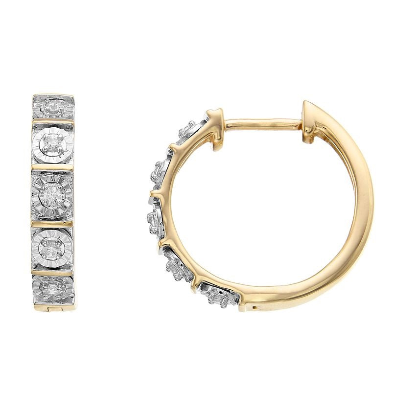 Ashley Stewart 0.10 Carat Single Row Lab Grown Diamond Huggie Hoop Earrings White