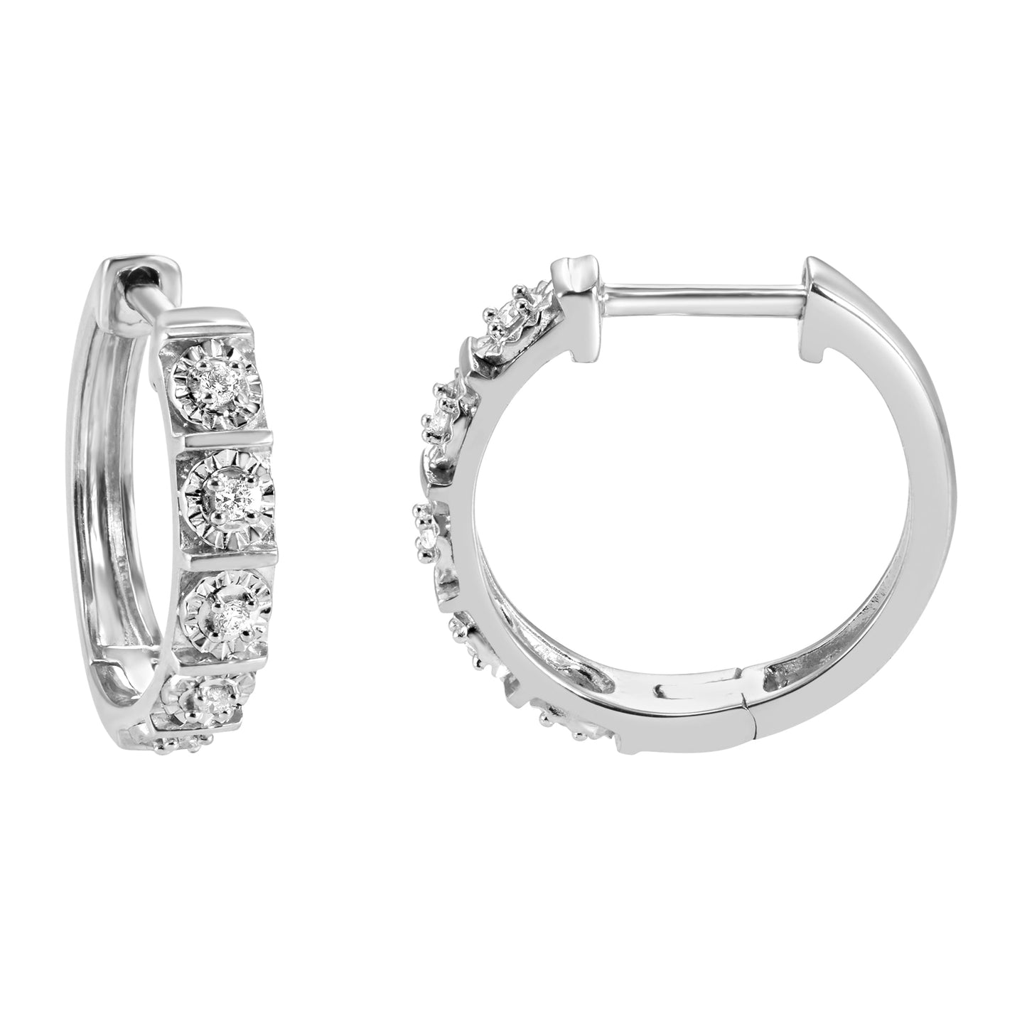 Ashley Stewart 0.10 Carat Single Row Lab Grown Diamond Huggie Hoop Earrings White