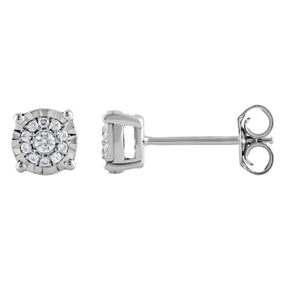 Ashley Stewart 0.10 Carat Miracle Set Lab Grown Diamond Halo Earrings Silver