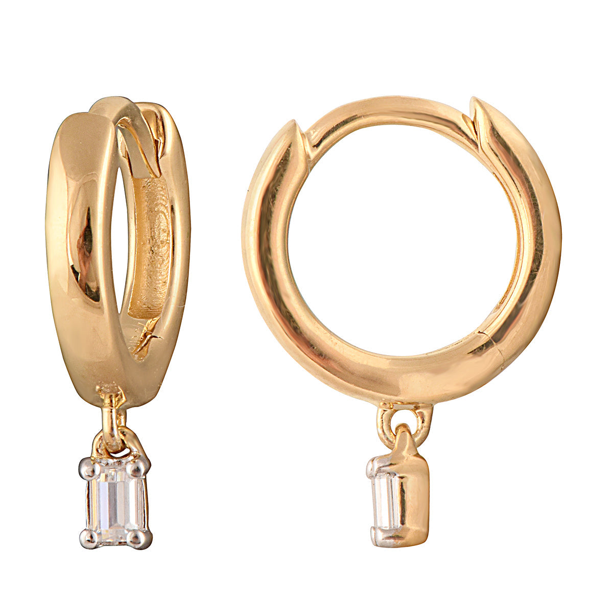 Ashley Stewart 1 Carat Round Cut Lab Grown Diamond Huggie Hoop Earrings