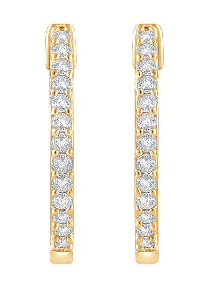 Ashley Stewart 0.50 Carat Lab Grown Diamond Huggie Hinged Hoop Earrings
