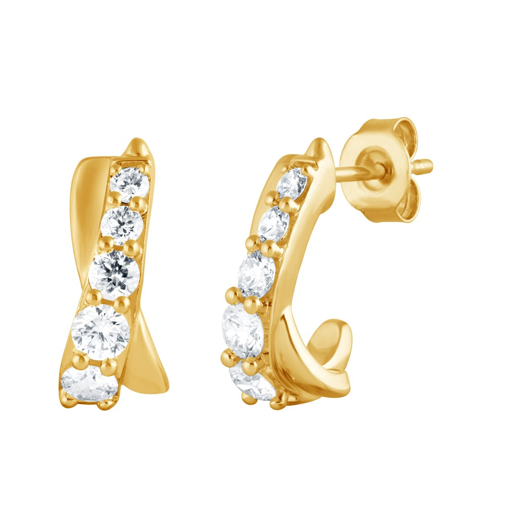 Ashley Stewart 0.15 Carat Lab Grown Diamond Half Hoop Earrings