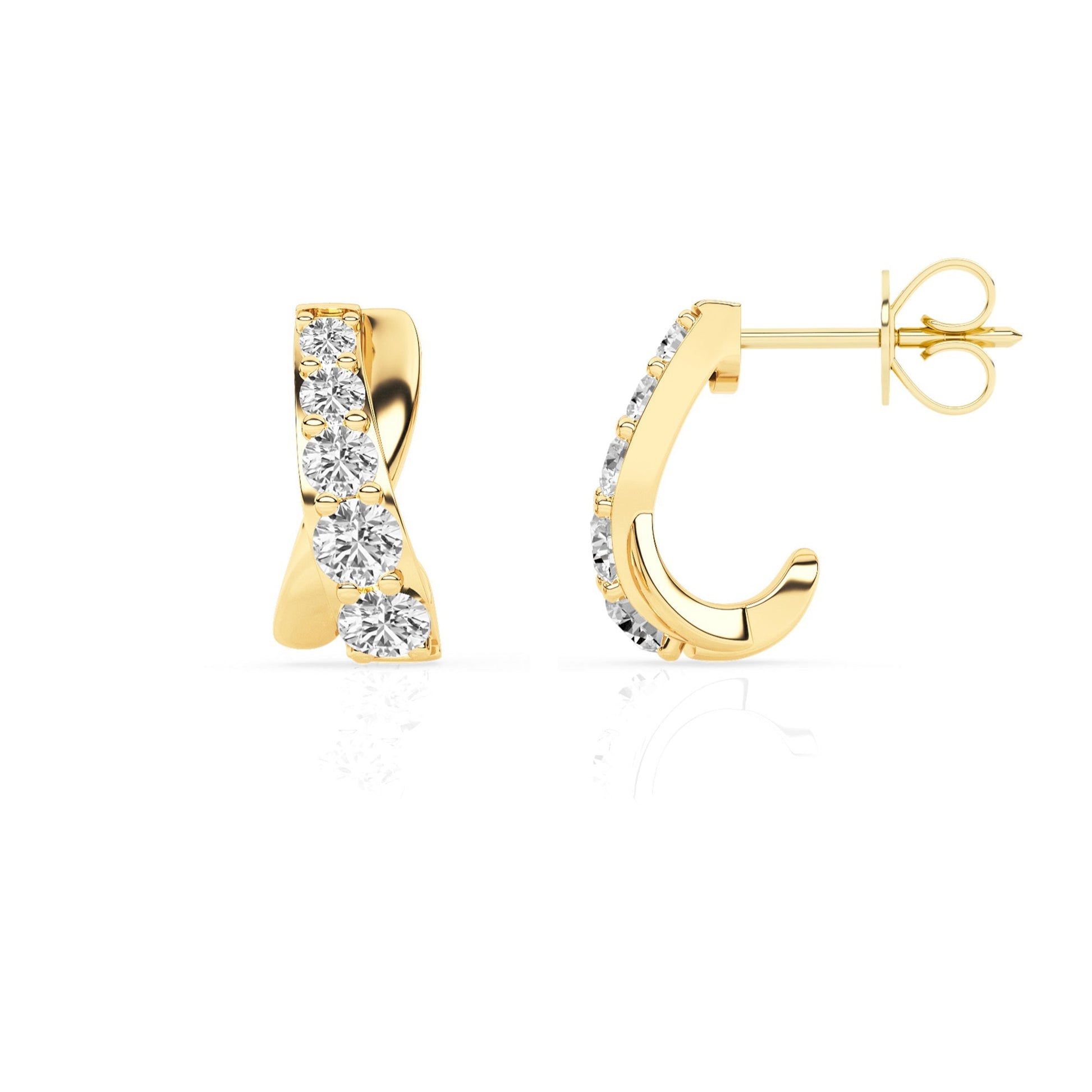 Ashley Stewart 0.15 Carat Lab Grown Diamond Half Hoop Earrings
