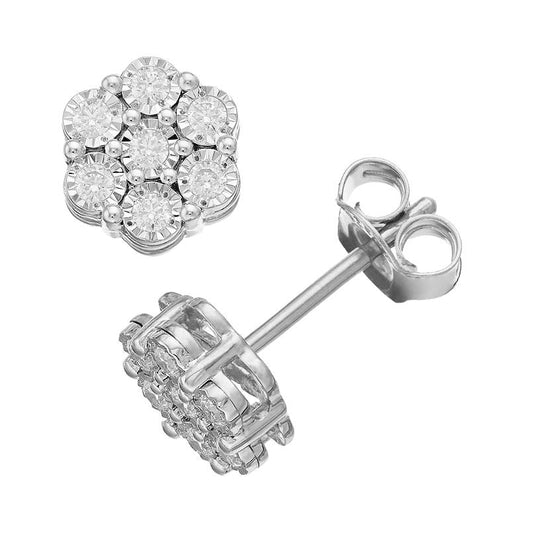 Ashley Stewart 0.25 Carat Lab Grown Cluster Diamond Earrings White