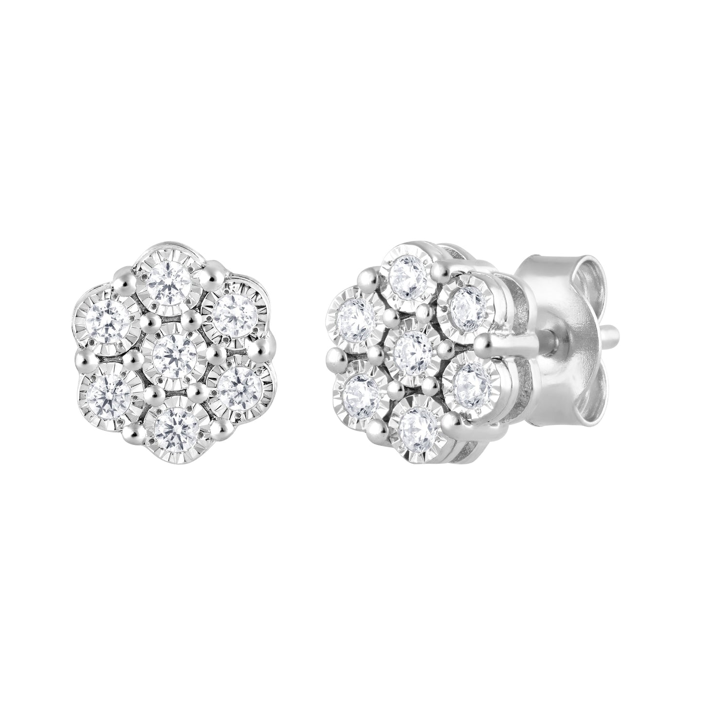 Ashley Stewart 0.25 Carat Lab Grown Cluster Diamond Earrings White
