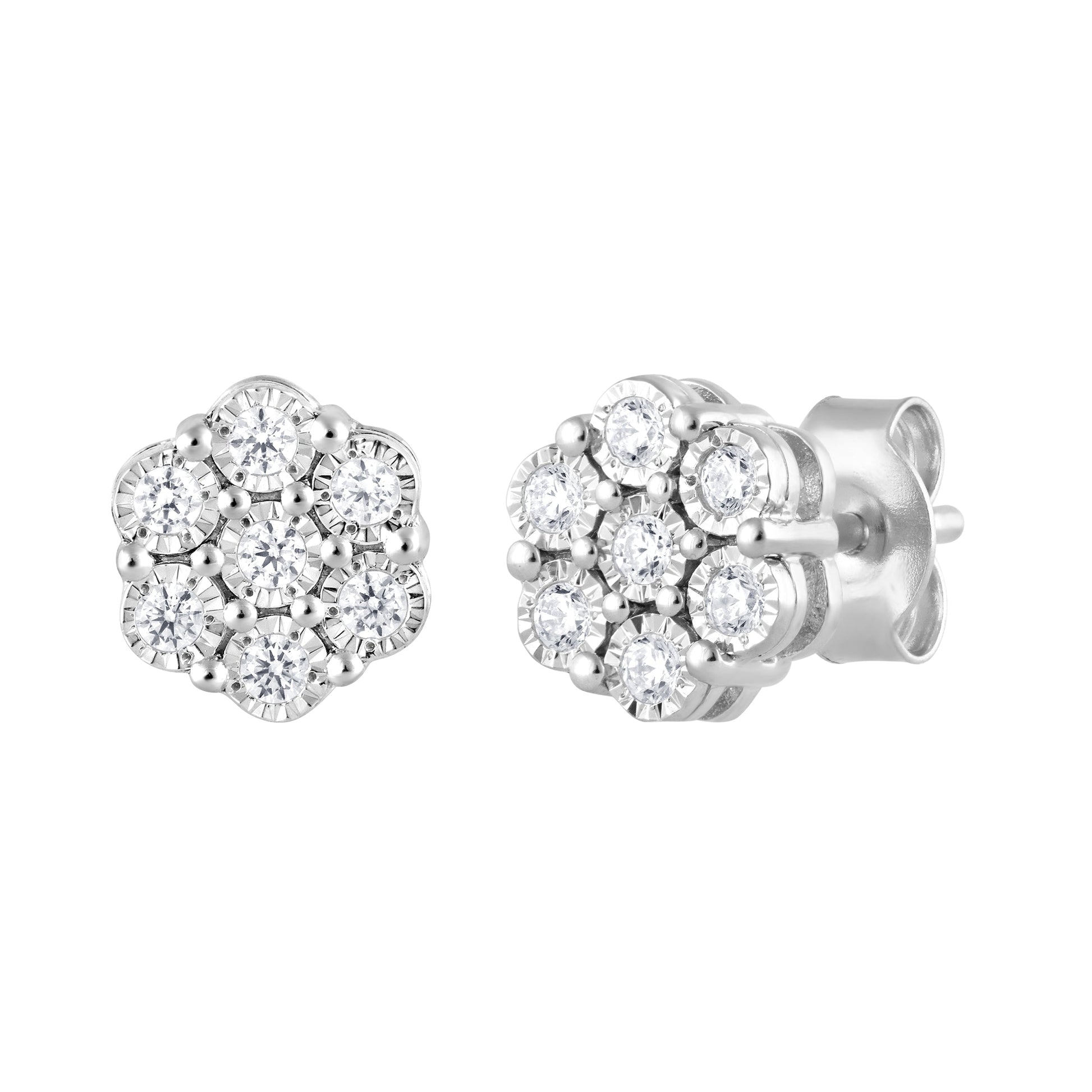 Ashley Stewart 0.25 Carat Lab Grown Cluster Diamond Earrings White