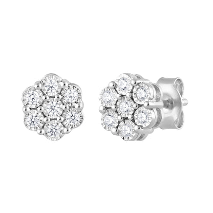Ashley Stewart 0.25 Carat Lab Grown Cluster Diamond Earrings White