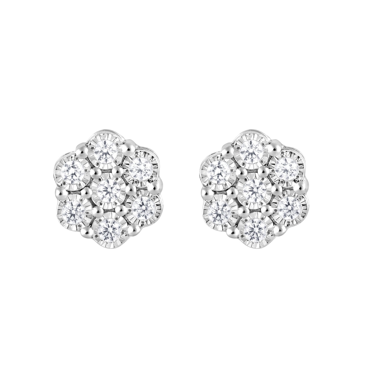 Ashley Stewart 0.25 Carat Lab Grown Cluster Diamond Earrings White