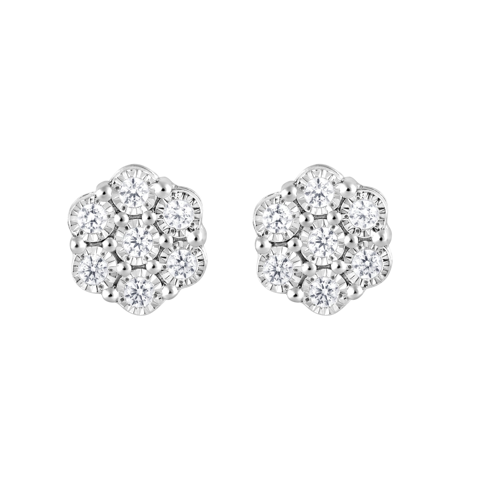 Ashley Stewart 0.25 Carat Lab Grown Cluster Diamond Earrings White