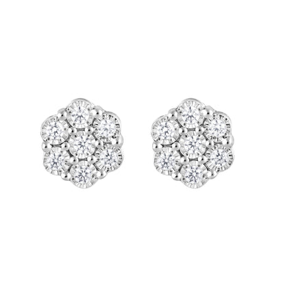 Ashley Stewart 0.25 Carat Lab Grown Cluster Diamond Earrings White