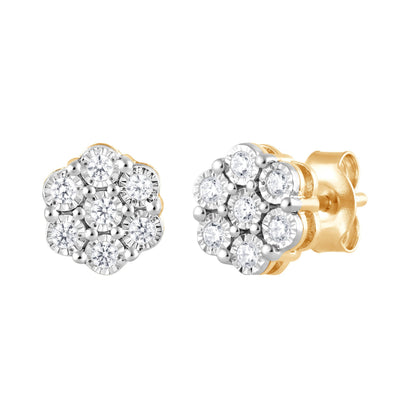 Ashley Stewart 0.25 Carat Lab Grown Cluster Diamond Earrings White