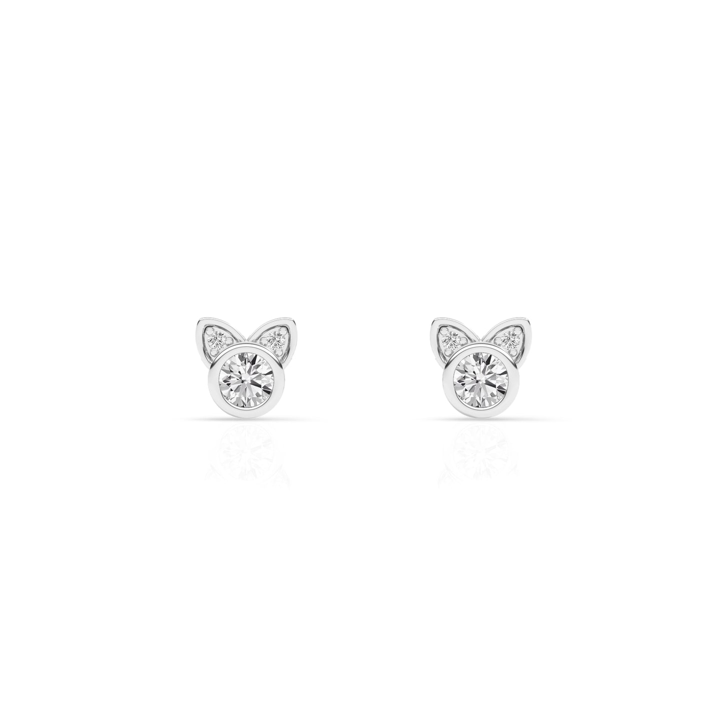 Ashley Stewart 0.25 Carat Cat Shaped Lab Grown Diamond Stud Earrings