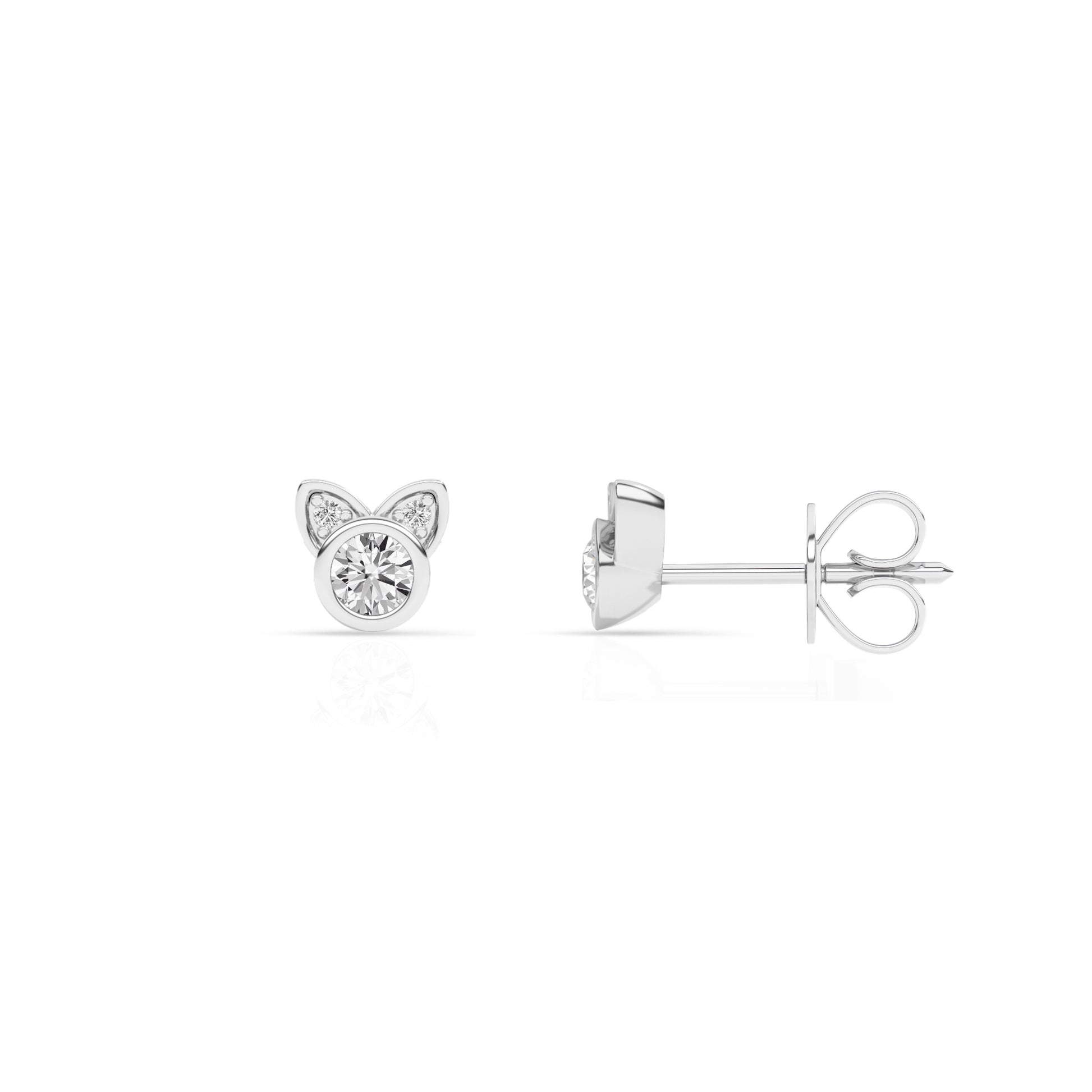 Ashley Stewart 0.25 Carat Cat Shaped Lab Grown Diamond Stud Earrings