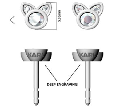 Ashley Stewart 0.25 Carat Cat Shaped Lab Grown Diamond Stud Earrings