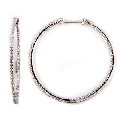 Ashley Stewart 0.75 Carat Lab Grown Diamond Hinged Hoop Sterling Silver Earrings