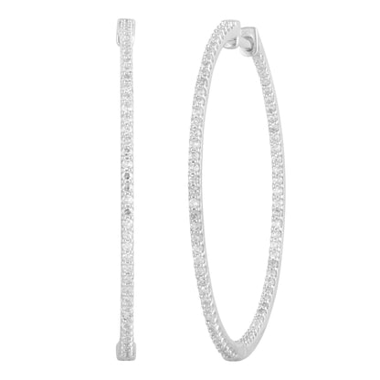 Ashley Stewart 0.75 Carat Lab Grown Diamond Hinged Hoop Sterling Silver Earrings