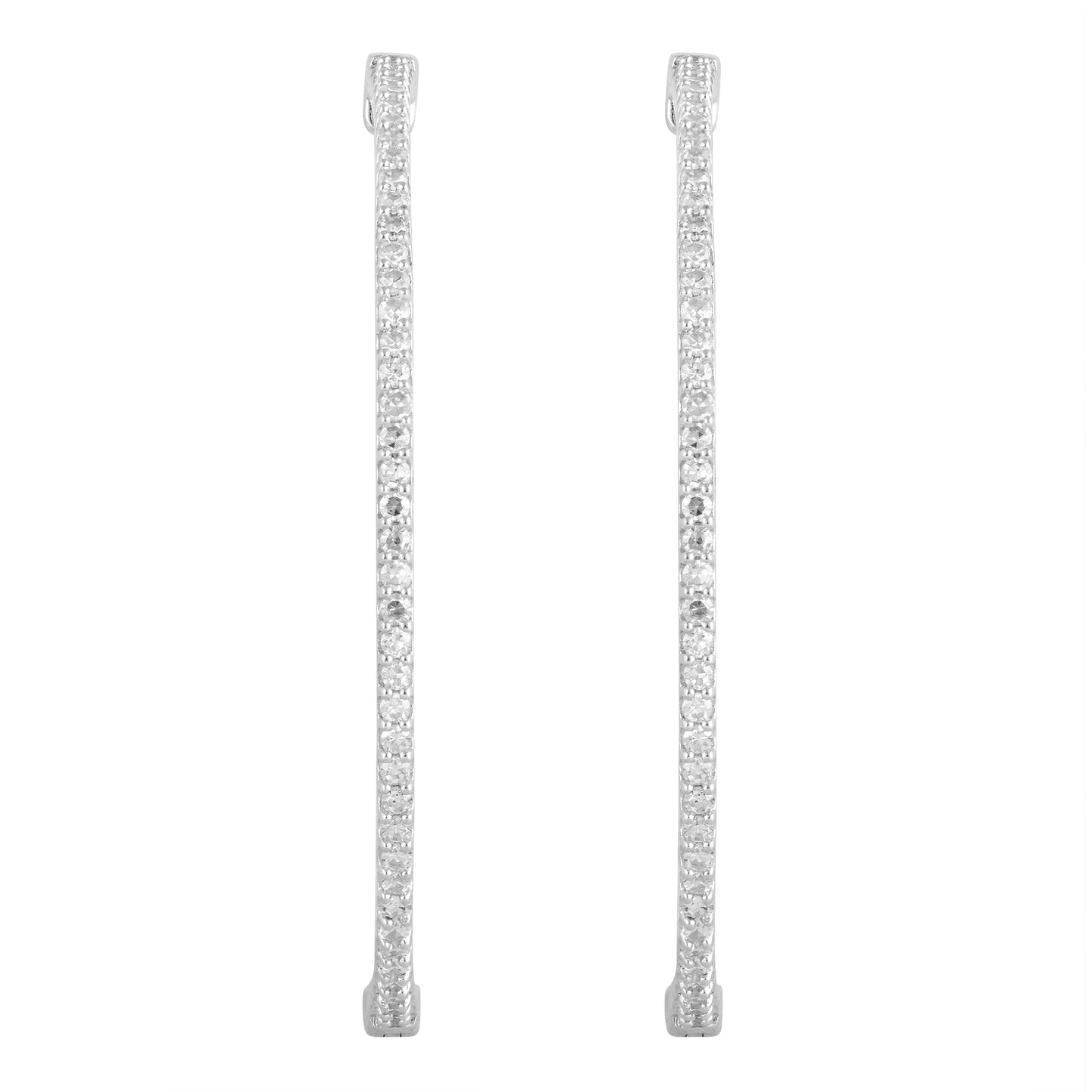 Ashley Stewart 0.75 Carat Lab Grown Diamond Hinged Hoop Sterling Silver Earrings