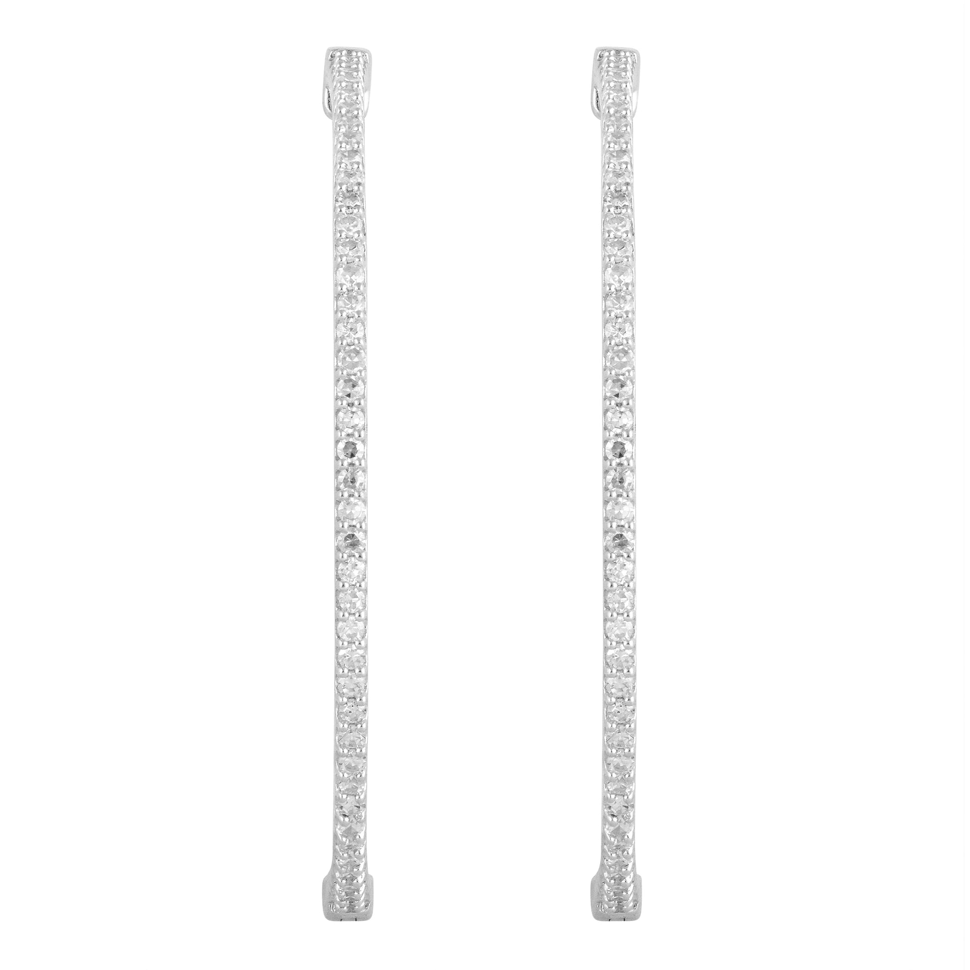 Ashley Stewart 0.75 Carat Lab Grown Diamond Hinged Hoop Sterling Silver Earrings