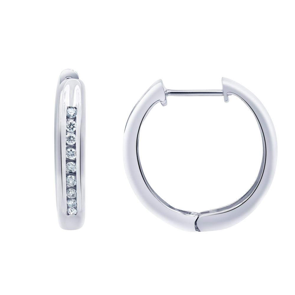 Ashley Stewart 0.25 Carat Single Row Lab Grown Diamond Hoop Earrings in Sterling Silv