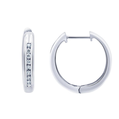 Ashley Stewart 0.25 Carat Single Row Lab Grown Diamond Hoop Earrings in Sterling Silv