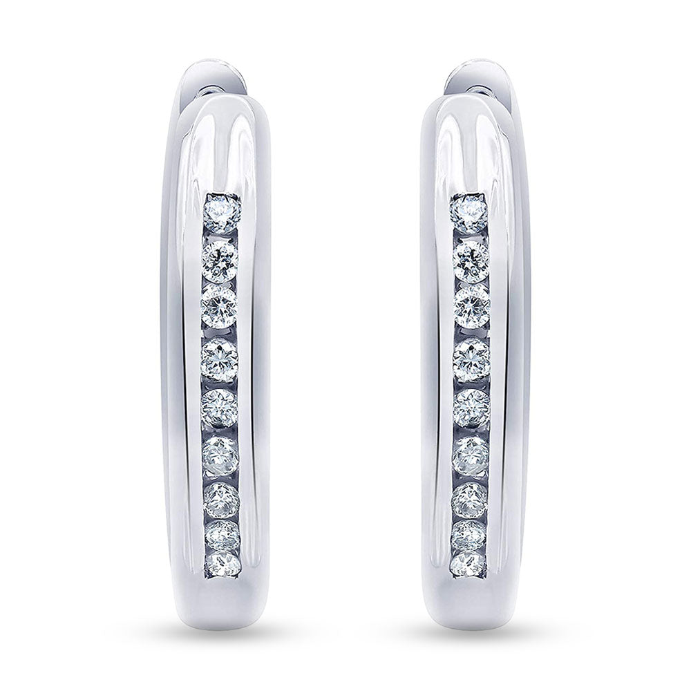 Ashley Stewart 0.25 Carat Single Row Lab Grown Diamond Hoop Earrings in Sterling Silv