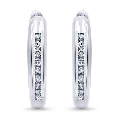 Ashley Stewart 0.25 Carat Single Row Lab Grown Diamond Hoop Earrings in Sterling Silv