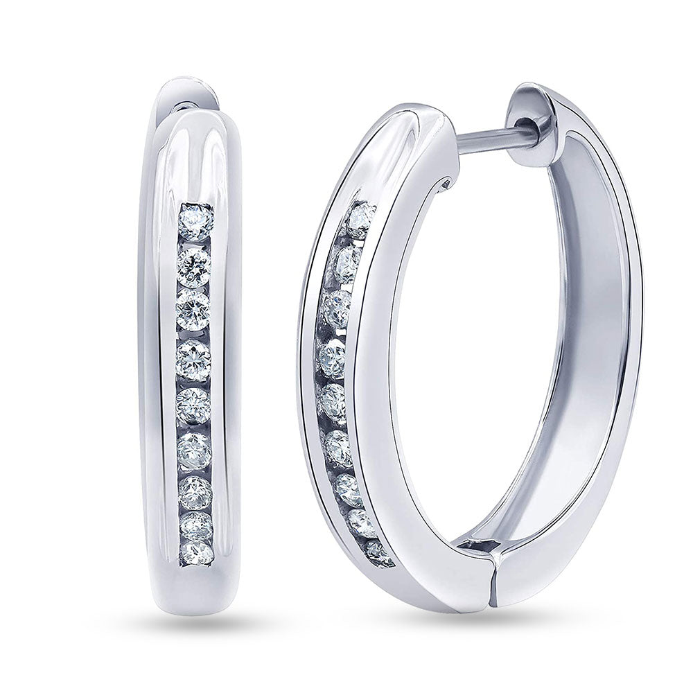 Ashley Stewart 0.25 Carat Single Row Lab Grown Diamond Hoop Earrings in Sterling Silv